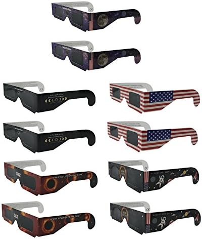 Solar Eclipse Glasses - CE and ISO Certified Safe Shades for Direct Sun Viewing (10 Pack) (10pcs)