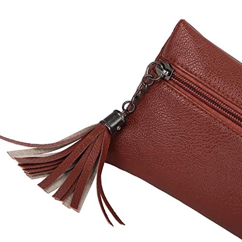 Sunshinehomely Fashion Women Girls Pure Color Tassel Leather Waist Pack Bags Handbag Messenger Shoulder Bag Chest Bag (Brown)