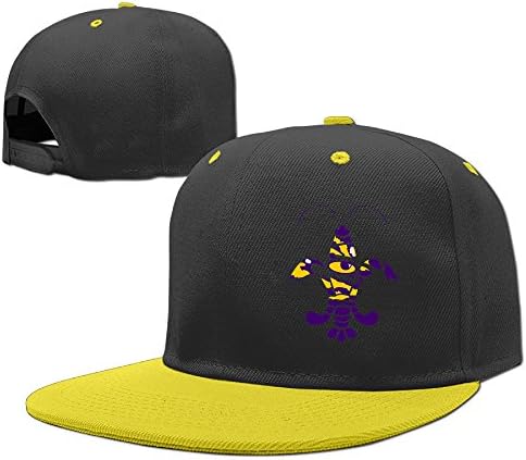 KTKY Adjustable Original Custom Made Snapback Cap Hat Cotton LSU Tiger Eye Logo Baseball Cap Yellow For Kid