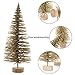 UHBGT Mini Tabletop Christmas Tree, 24pcs Miniature Pine Trees Frosted Sisal Trees with Wood Base DIY Crafts Home Decor Christmas Ornaments Green, Gold and Ivory,Mix Color