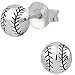 Hypoallergenic Sterling Silver Baseball or Softball Stud Earrings for Kids (Nickel Free)