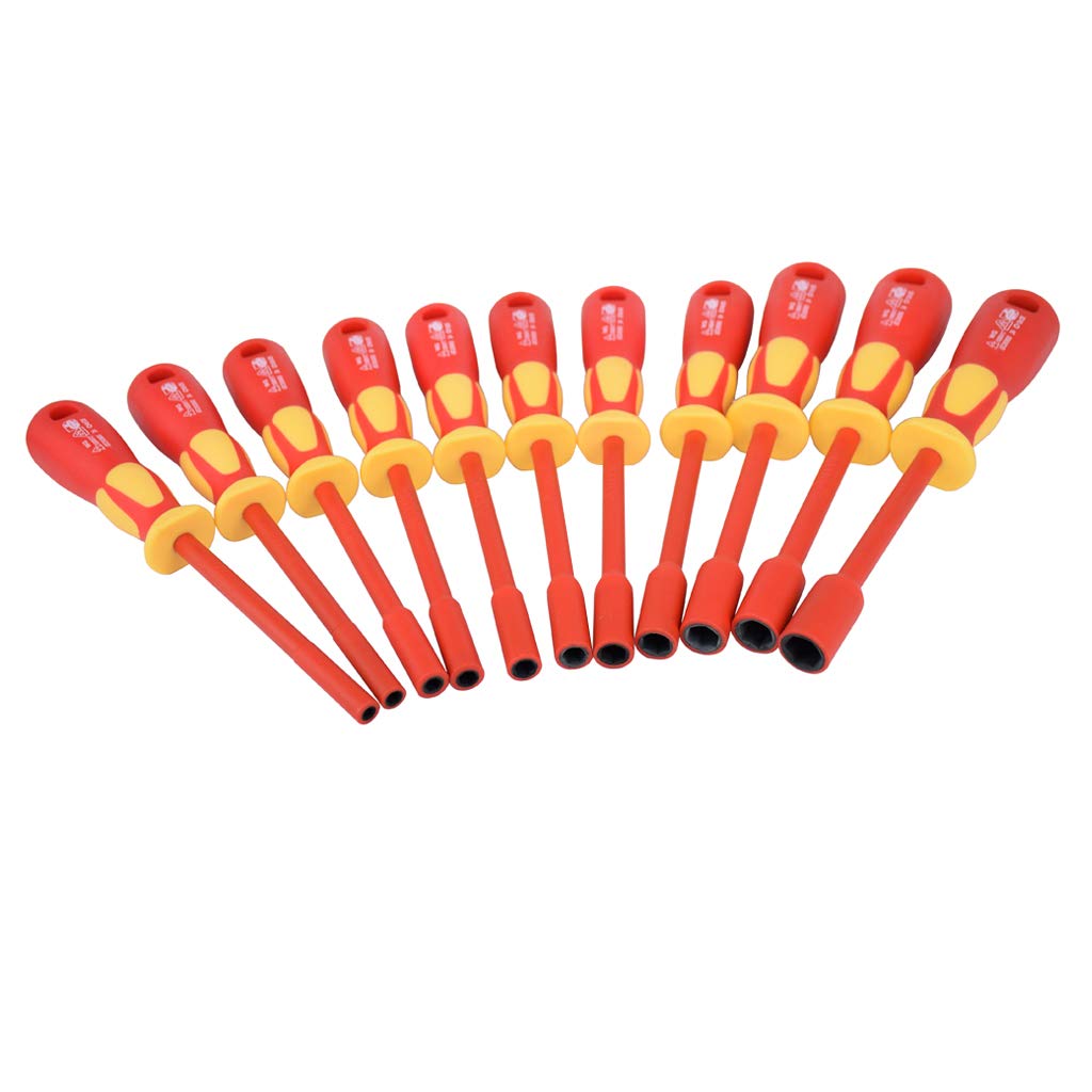 Red Fenteer Insulated Nut Driver Metric Deep Length Socket 1000V