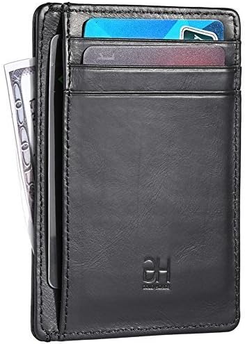 Slim RFID Blocking Minimalist Front Pocket Wallet Leather Card Holder for Men
