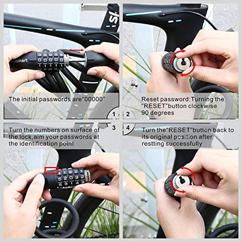 image for Blusmart Bike Lock 6-Feet Bike Cable Locks Bicycle Lock Basic Self Coi