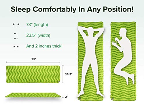Camping Sleep Mat - Compact & Lightweight Inflatable Sleeping Pad for Backpacking - Ultralight Air Mattress Engineered for Comfort - with 3 Repair Patches and Bonus Survival Whistle - Thumbnail 3