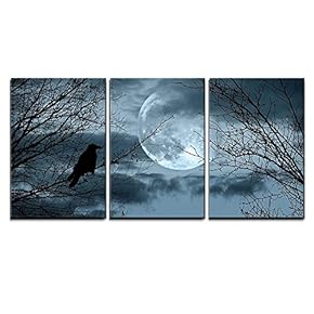 Full Moon Halloween Background - Canvas Art Wall Decor-16 x24 x3 Panels