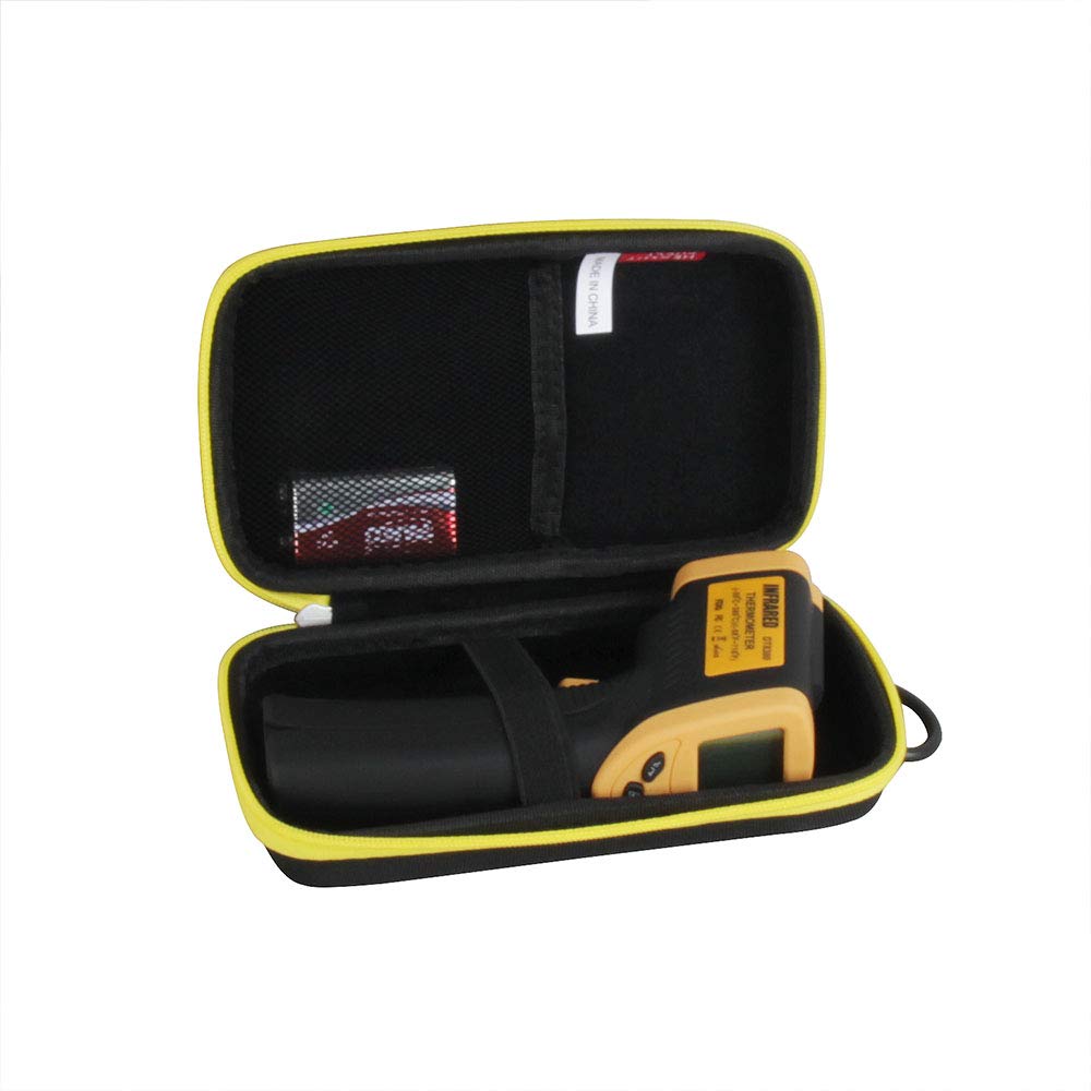 Hermitshell Hard Travel Case for Etekcity Lasergrip 1080 / Etekcity Lasergrip 774 Non-Contact Digital Laser Infrared Thermometer (Only Case) (Black+Yellow Zipper)