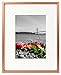 Frametory, 8x10 Metal Picture Frame with Mat for 5x7 Picture & Real Glass, Aluminum Photo Frame Collection (Rose Gold, 1 Pack)