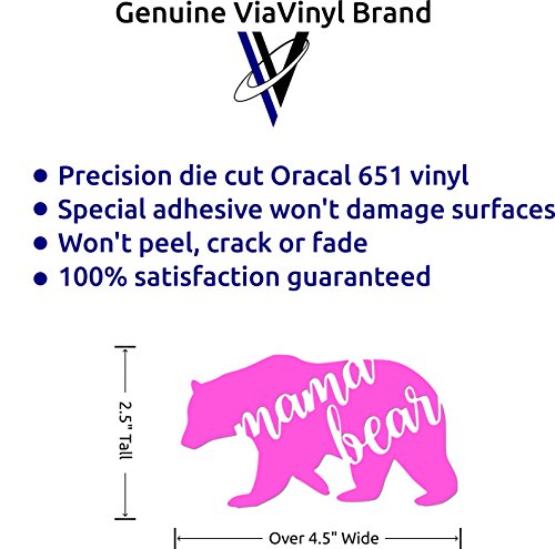 Mama Bear Decal (Pink) die cut Genuine ViaVinyl decal for automobile windows, Yeti and RTIC tumbler cups, Macbooks and laptops, iPhones and Android cell phones, iPads and tablets and more! - Thumbnail 3
