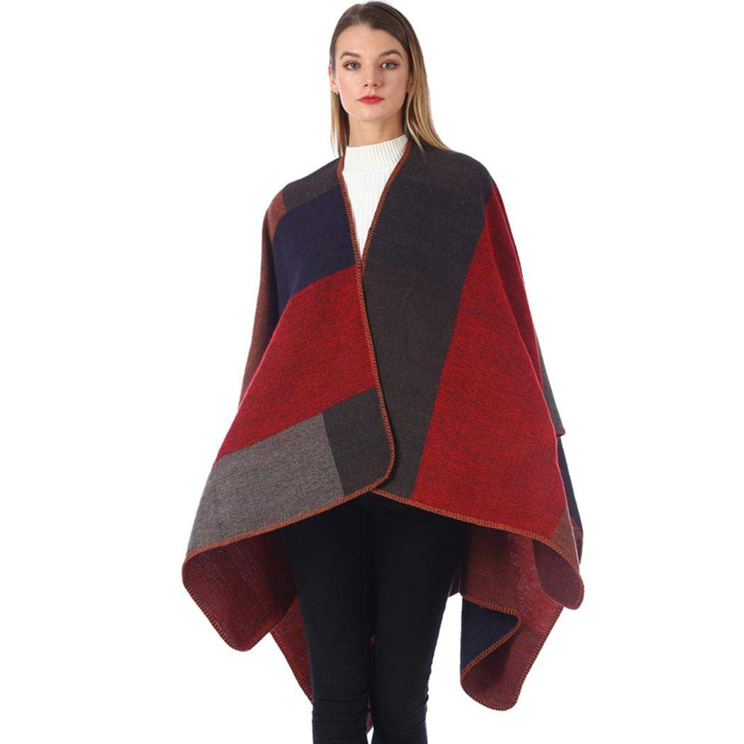 XioNiu Women Fashion Patchwork Loose Winter Warm Wraps Cloak Shawl Cold Weather Scarves & Wraps