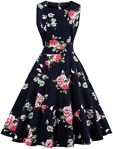 LASHUFU Women's Vintage Cocktail Dress 1950s Retro Style Rockabilly Swing Evening Party Dress