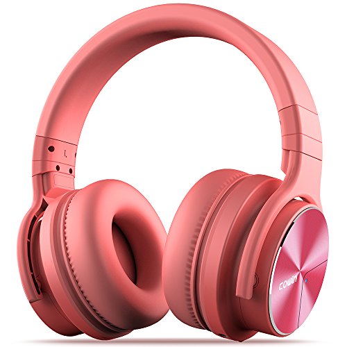 COWIN E7 PRO [2018 Upgraded] Active Noise Cancelling Headphone Bluetooth Headphones with Microphone Hi-Fi Deep Bass Wireless Headphones Over Ear 30H Playtime for Travel Work TV Computer Phone - Pink