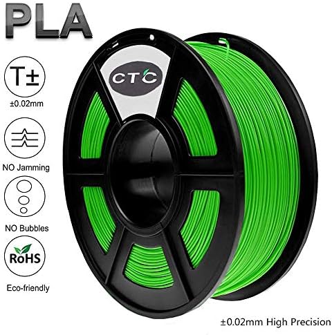 CTC PLA 3D Printer Filament - Green 1.75 mm (Dimensional Accuracy +/- 0.02 mm) Environmentally Friendly PLA 3D Filament for 3D Printer and 3D Pens (Green)