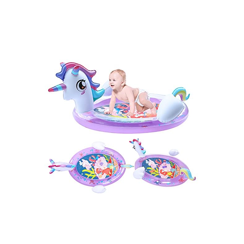 Lightaling Unicorn Tummy Time Baby Mat – Baby Tummy Time Water Mat – Large Inflatable Play Mat 3 6 9 12 Months for…