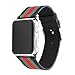 HUANLONG Compatible with Apple Watch Band, Nylon with Genuine Leather Sport Replacement Strap Wrist Band with Metal Adapter Clasp - 42mm- Red/Green/Black