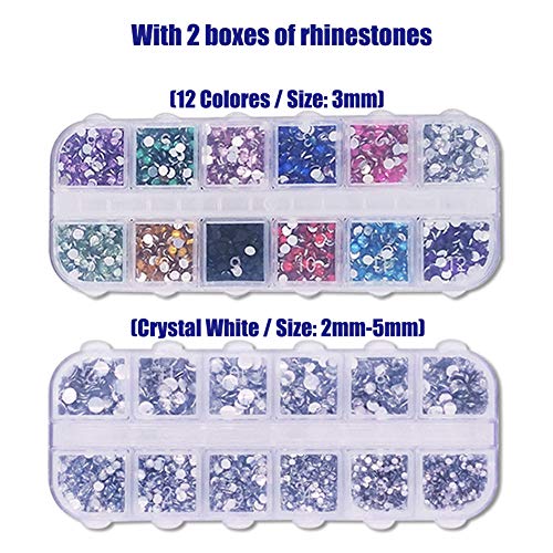 Afantti Jewel Picker Setter - Wax Pencil Rhinestone Applicator Application Pickup Tool Kit - for Pick Up Nail Gem Crystal Jewelry | Double Ended | 2 Box Flatback Rhinestones