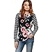 A Blues Man Womens Floral Print Long Striped Sleeve Casual Blouse T Shirt Tops