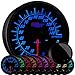 GlowShift Elite 10 Color 140 MPH Speedometer Gauge - Mounts in Custom Dashboard - Resettable Trip Meter - Black Dial - Tinted Lens - Peak Recall Function - 3-3/4