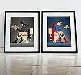 Batman Superman On The Toilet Parody Poster Print Set