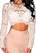 Zkess Women's Long Sleeve Party Club Lace Crop Top