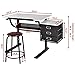 Tangkula Drafting Table Art & Craft Drawing Desk Art Hobby Folding Adjustable w/Stool and Drawers Craft Station (White with 3 Drawers)