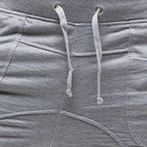 AgrinTol Mens Sports Pants, Men's Casual Trousers Pure Color Tethers Pocket Elastic Belts Loose Sports Pants Gray - Thumbnail 2