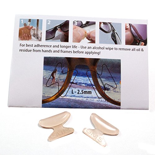 2 Pair Clear - 2.5mm x 17mm Non-Slip Nose Pads for Glasses by GMS Optical - Premium Grade Silicone (2 Pair)