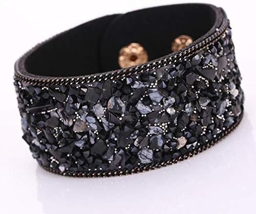 Crystal Stone Bracelets Bracelets Cowhide Bracelets Wrist Chains(One Size,BK)