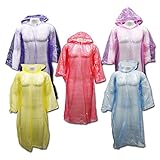 Outdoor Alchemist 5 Pack Emergency Rain Ponchos with Sleeves and Drawstring Hood, Long Large Plastic for Hiking or Camping, One Size Fits Adult Disposable Rain Coat Gear for Men or Women (Assorted)
