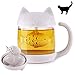 NZQXJXZ Cute Cat Tail Tea Cup with Detachable Fish Infuser Filter, Glass Teacup, Cats Tail Coffee Mug Tea Lovely Cup for Children Girl