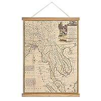 Hanging Poster with Wood Frames Rustic Map Canvas Artwork Wall Picture Home Decoration - 18