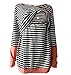 BEAdressy Women Double Layer Striped Print Long Sleeve Maternity Breastfeeding and Nursing Tops (L, Orange)