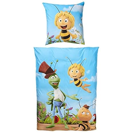 Biene Maja Original Honigspiele Linon Wende-Bettwäsche Garnitur 135x200 80x80 Baumwolle