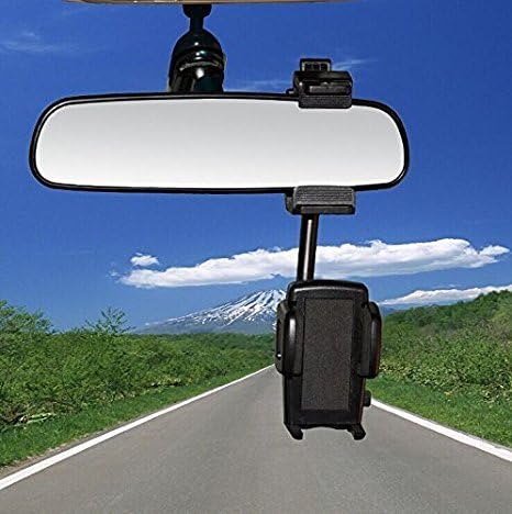 Car Mount Holder Cradle, Adjustable Car Rear View Mirror Cradle for Car Mount Holder Cradle for All iPhone and Android Devices