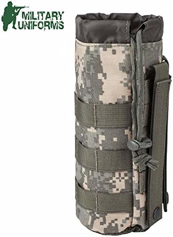 Sports Water Bottles Pouch Bag Tactical Molle Water Bottle Pouch Military Drawstring Water Bottle Pouch Holder Mesh Water Bottle Carrier Attachment Bottle Sling Bag with Pouch ACU Camouflage