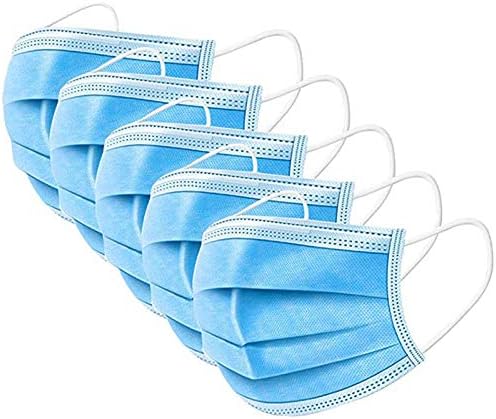 Neflyon 3-PLY Disposable Face 𝐌𝐀𝐒𝐊 with Earloops Protective-Soft & Comfortable-50PCS Breathable Respiratry Track Protection Blue Color