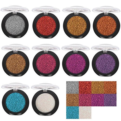 Best eyeshadow palette Cosmetics, Makeupstore Long Lasting Diamond Glitter Shimmering Colors Eyeshadow Palette Pearl Metallic Eye Shadow Press Powder Cosmetic Makeup palette organizer (F)
