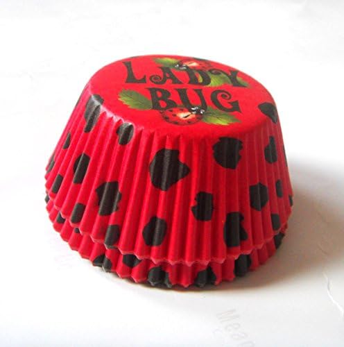 Zoomy far: 100pcs Red Lady Bug Paper Cake Cup Liner Baking Cup Muffin tray Cupcake Cases for birthday party