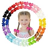 CHLONG 30pcs 4 Inches Grosgrain Ribbon Hair Bow Clips Set for Girls Toddlers Kids Teens 15 Color (4inch-30pcs)