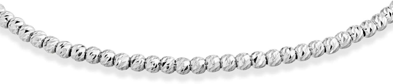 Miabella 925 Sterling Silver Diamond-Cut Adjustable Bolo 2.5mm Bead Bracelet for Women, Handmade Italian Beaded Ball Chain Bracelet, Choice White, Yellow or Rose (Sterling Silver): Jewelry