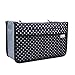 Periea Chelsy Purse Organizer Insert with Handles & 13 Pockets - 3 Sizes (Black with White Dots, Large)