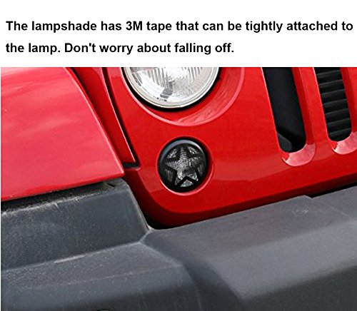 Payanwin Front Turn Signal Light Cover Guard 2PCS Aluminum Five Stars Front Fog Lamp Covers Trim Turn Signal Lights Guard for 2007-2017 Jeep JK Wrangler & Wrangler Unlimited(Black)