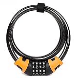 MEETLOCKS Resettable Combination Bike Locks, stronger Coiled Cable Size 12x1200mm(1/2 Inch x 4 Feet)