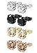 FIBO STEEL 4 Pairs Stainless Steel Round Stud Earrings for Men Women Ear Piercing Earrings Cubic Zirconia Inlaid,3-8mm