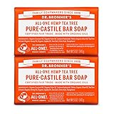 Dr. Bronner's - Pure-Castile Bar Soap (Tea Tree, 5 ounce, 2-Pack) - Made with Organic Oils, For Face, Body, Hair and Dandruff, Gentle on Acne-Prone Skin, Biodegradable, Vegan, Non-GMO