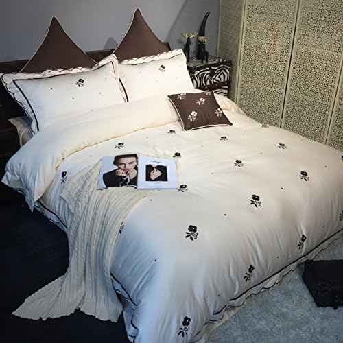 Princess style cotton four set of duvet cover satin cotton embellished&embroidered small fields breathe sweet-A 180x200cm(71x79inch)