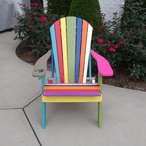 Furniture Barn USA Poly Lumber Wood Confetti Folding Adirondack Chair w/Cup Holder-Multi Colored Arms