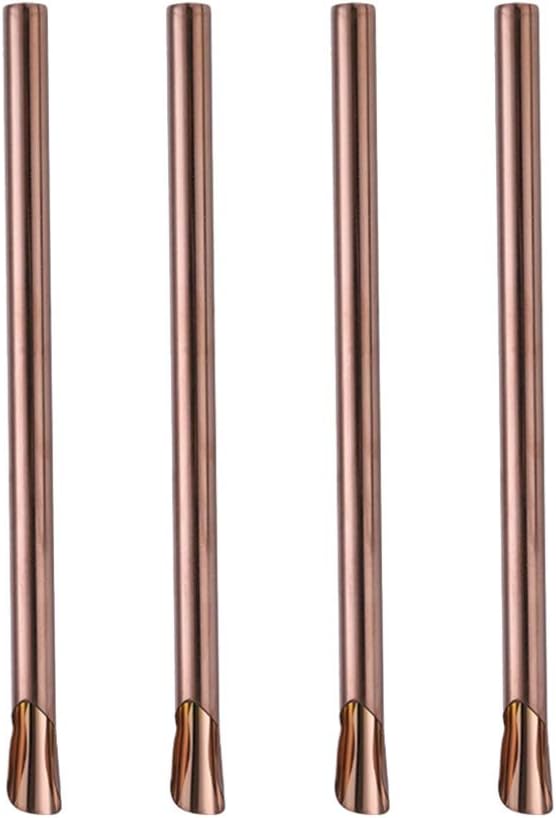 HEMOTON 4pcs Stainless Steel Bubble Tea Straws Reusable Straw Stirrer for Milk Tea Smoothies