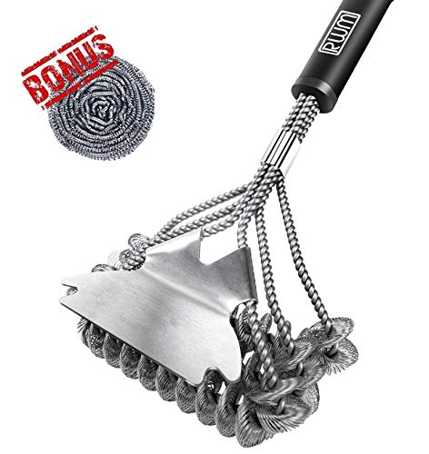 RWM Bristle Free Grill Brush -BBQ Cleaning Brush Scraper Set for Stainless Steel,Ceramic, Iron, Gas & Porcelain BBQ Grates