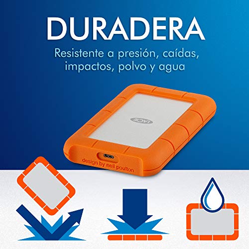 LaCie-Rugged-USB-C-4-TB-Disco-duro-externo-HDD-portatil-USB-30-unidad-resistente-a-caidas-golpes-polvo-y-lluvia-para-Mac-y-PC-suscripcion-de-1-mes-a-Adobe-CC-STFR4000800